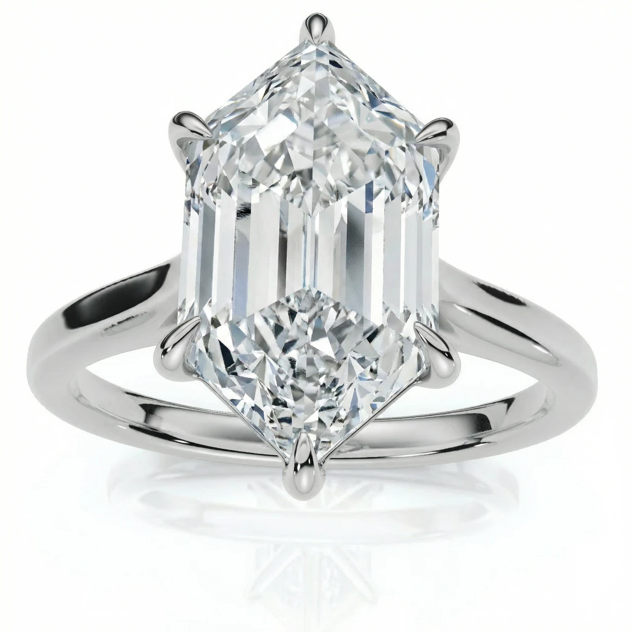 Certified 3Ct Vireo Elongated Hexagon Diamond Engagement Ring 14k Gold Lab Grown (E-F, VS2-SI1)