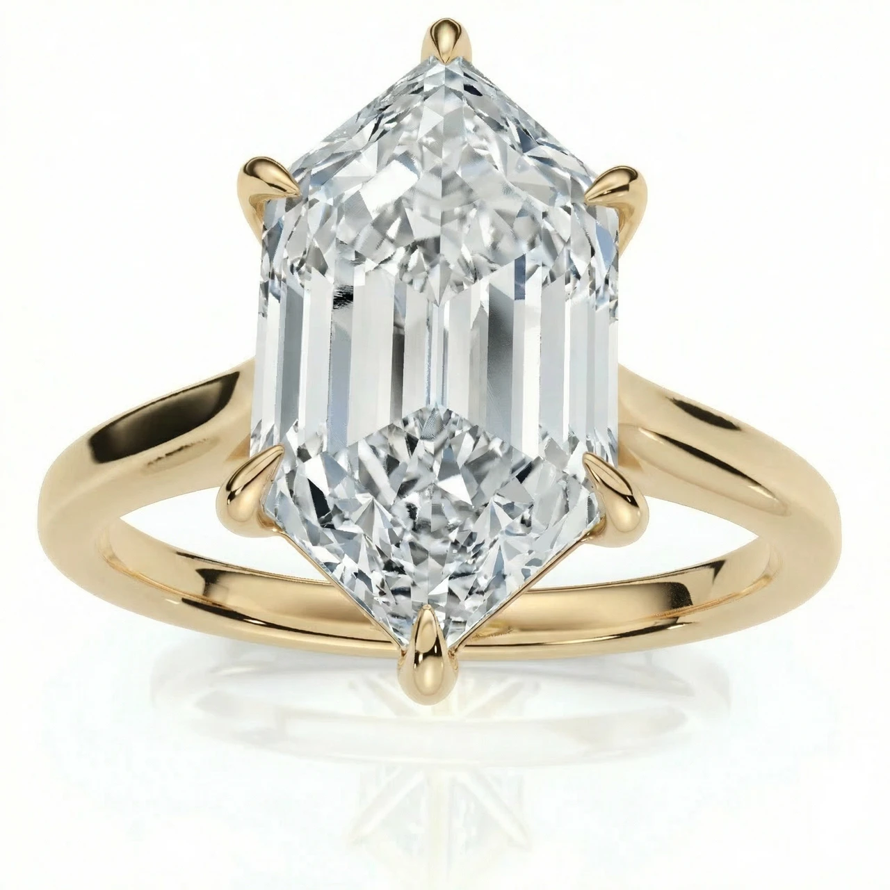 Certified 3Ct Vireo Elongated Hexagon Diamond Engagement Ring 14k Gold Lab Grown (E-F, VS2-SI1)