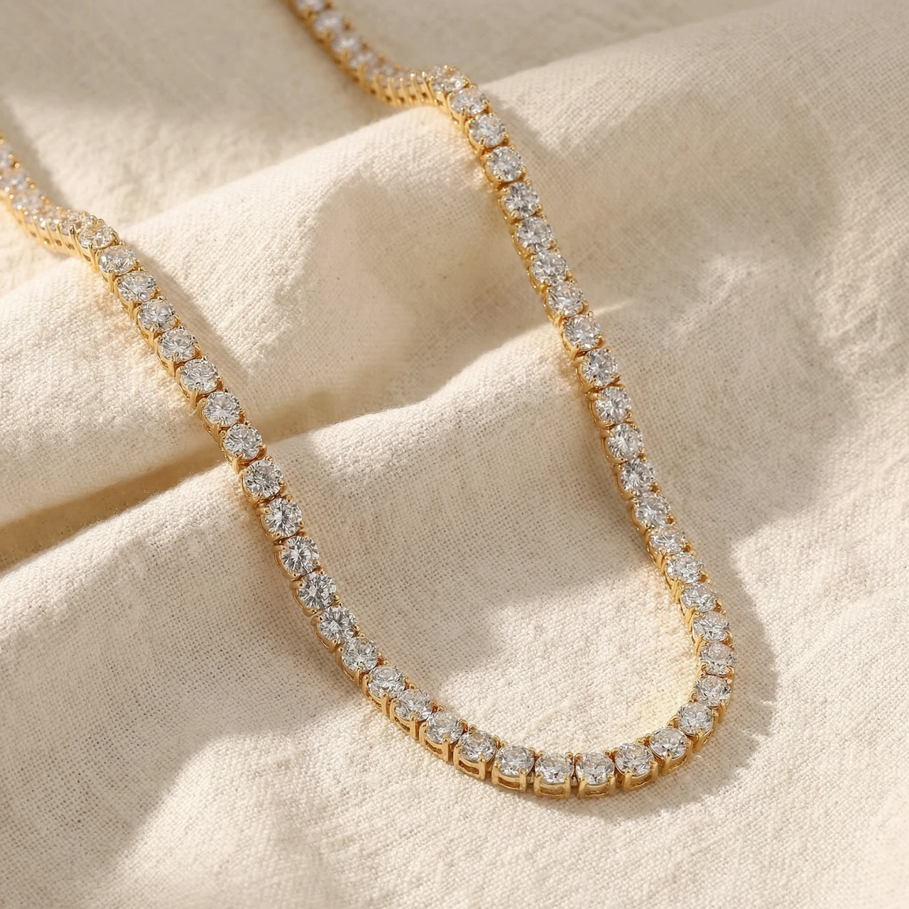 23Ct Diamond Tennis Necklace 14K Yellow Gold 18" Lab Grown (F-G, VS)