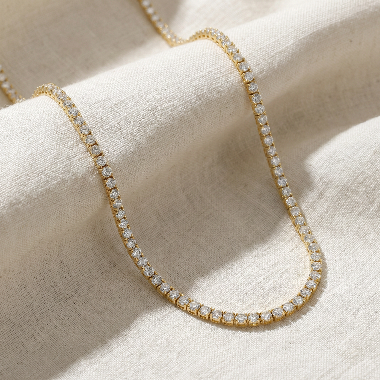 10Ct TW Lab Grown Diamond Tennis Necklace 14K Yellow Gold 16.5" (F-G, VS2-SI1)
