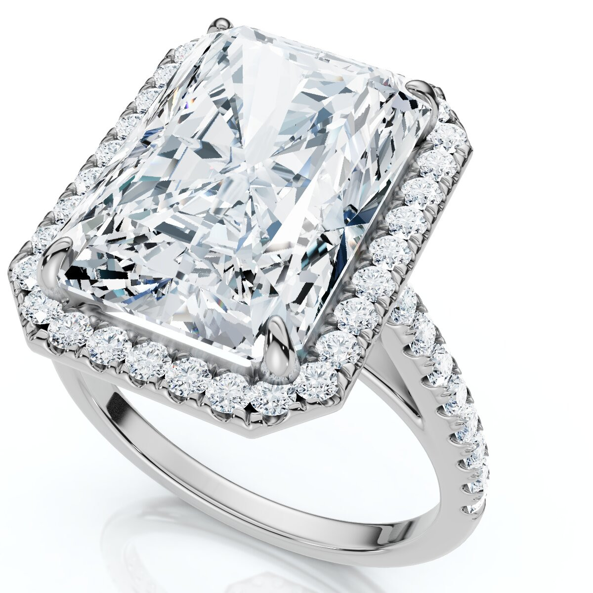Certified 6 1/2Ct Radiant Cut Diamond Halo Engagement Ring 14k Gold or Platinum (E-F, VS)