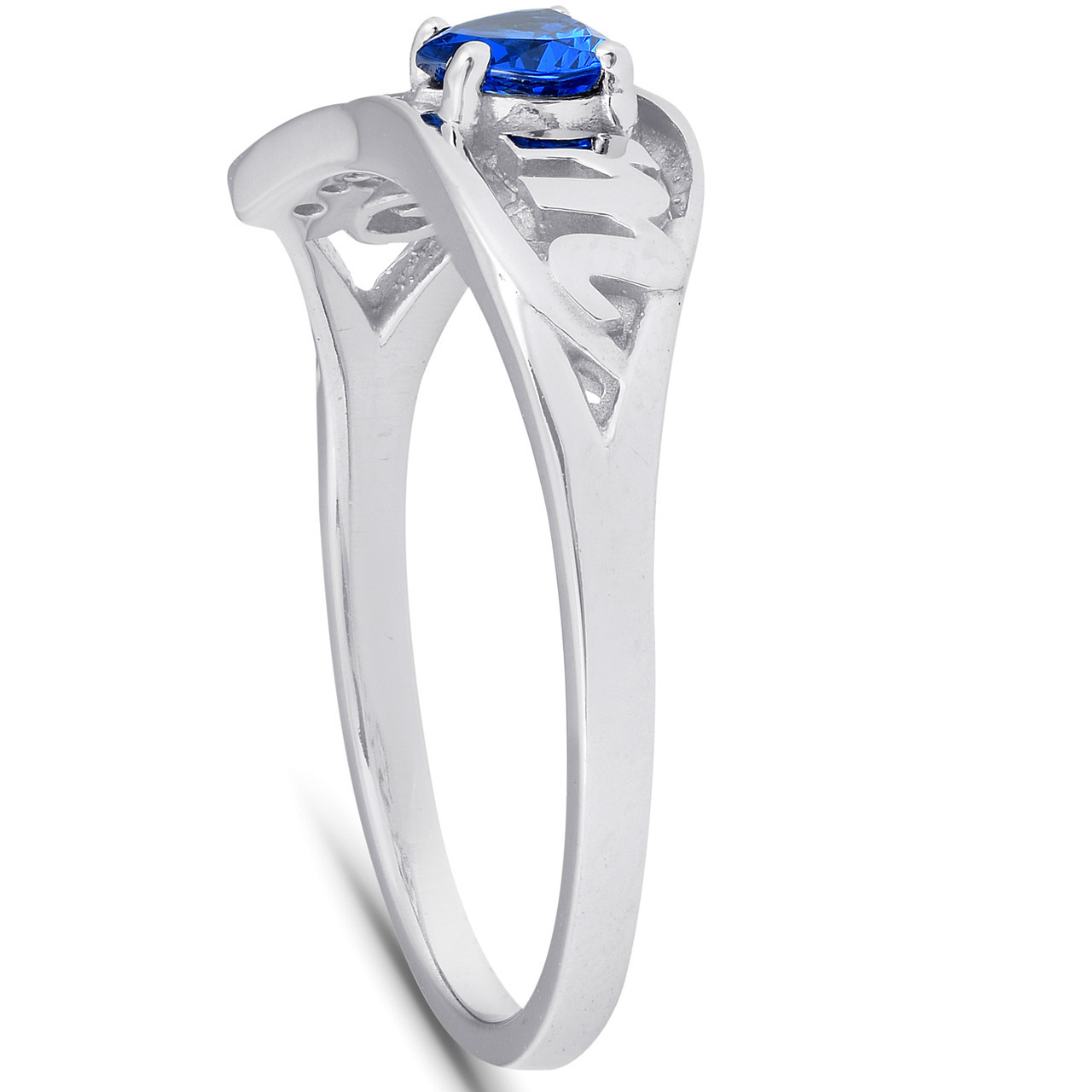 5/8Ct Heart Shaped Sapphire & Diamond Mom Ring in White, Yellow or Rose Gold (G-H, I1)