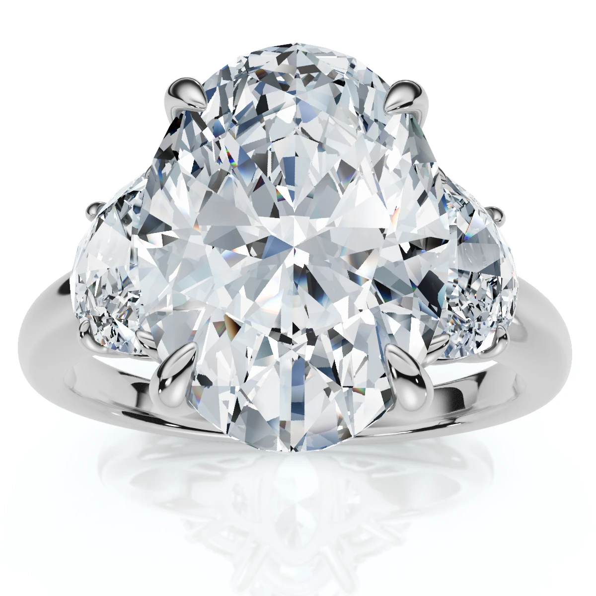 Certified Joanna 4 3/4Ct Oval & Half Moon Diamond Engagement 14k Gold Lab Grown (E-F, VS)
