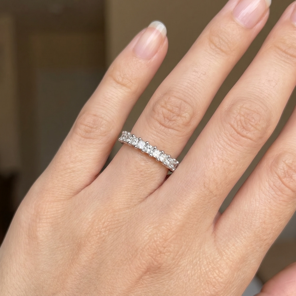 1Ct Princess Cut Diamond Eternity Stackable Wedding Ring 14k Gold Lab Grown (E-F, VS)