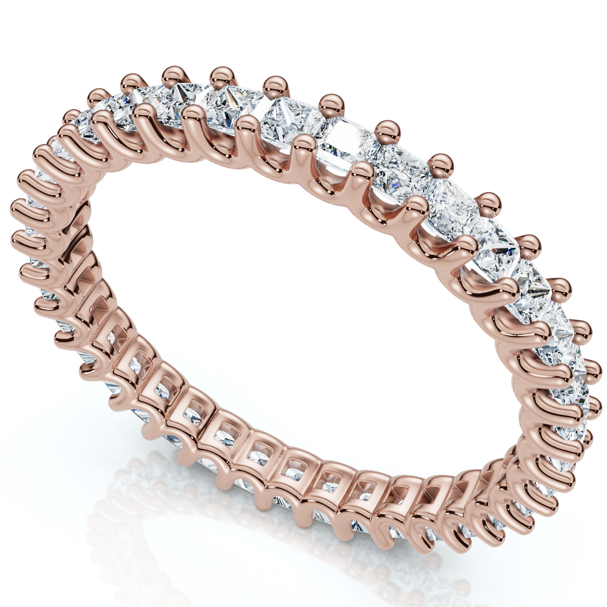 1Ct Princess Cut Diamond Eternity Stackable Wedding Ring 14k Gold Lab Grown (E-F, VS)