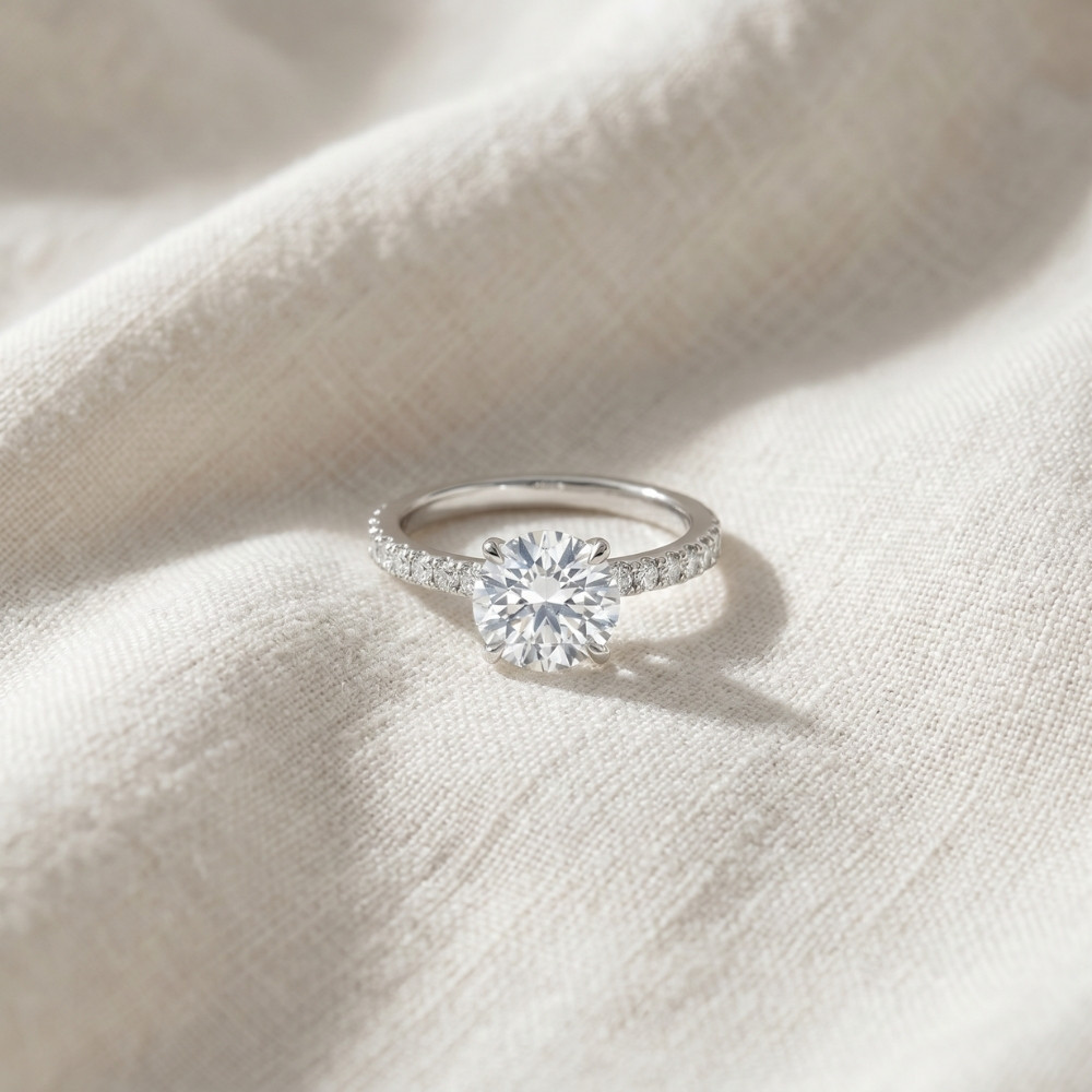 Certified 1.97Ct F/SI1 Natural Diamond Engagement Ring 18k White Gold Size 6 (F-G, VS2-SI1)