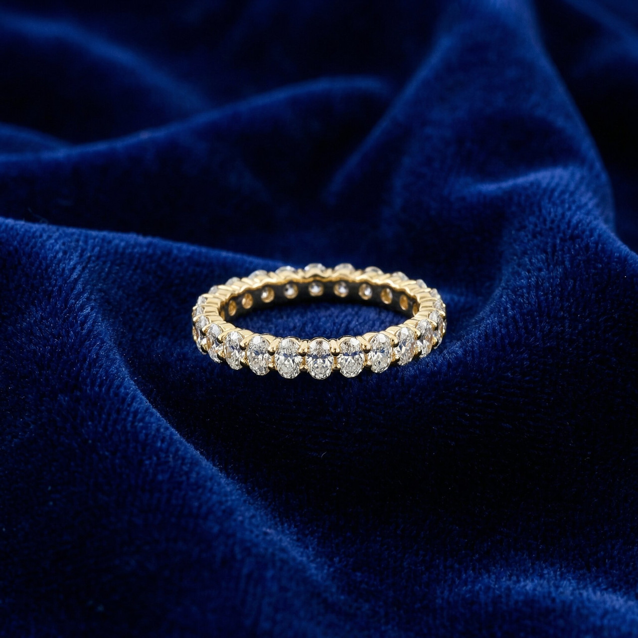 14k Yellow Gold 2.25ct Oval Lab Diamond Eternity Ring (F-G, VS)