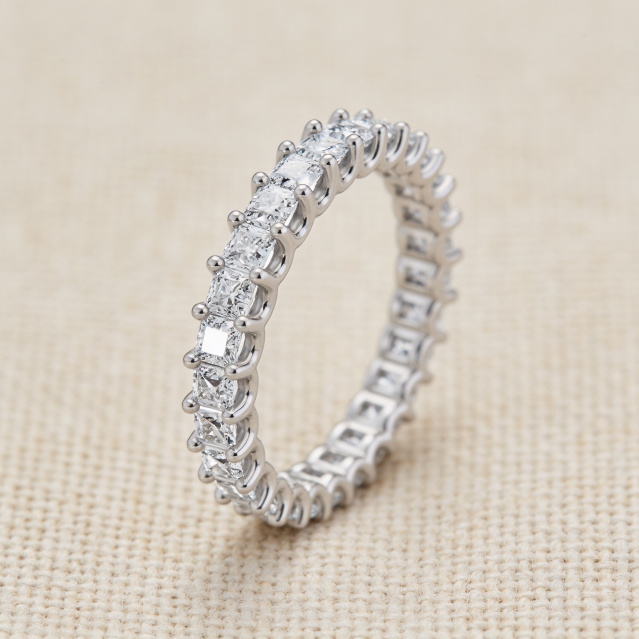 2Ct Princess Cut Diamond Eternity Stackable Wedding Ring 14k Gold Lab Grown (E-F, VS)