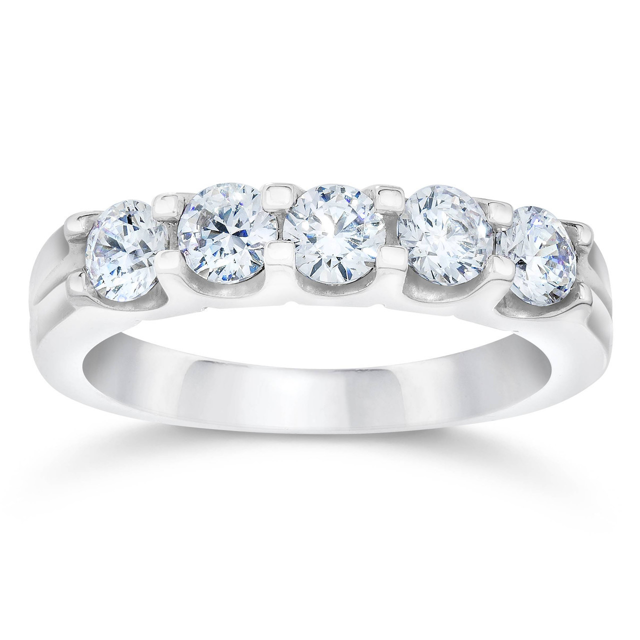 3 4ct U Shape Five Stone Diamond Wedding Ring 14k White Gold 3 4ct U Shape Five Stone Diamond Wedding Ring 14k White Gold