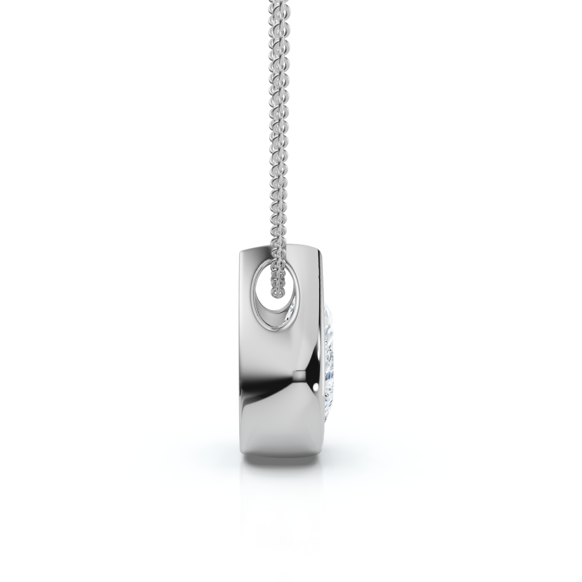 .50 - 2Ct Bezel Pear Shape Diamond Pendant 14k Gold Necklace 18" Lab Grown (E-F, VS)