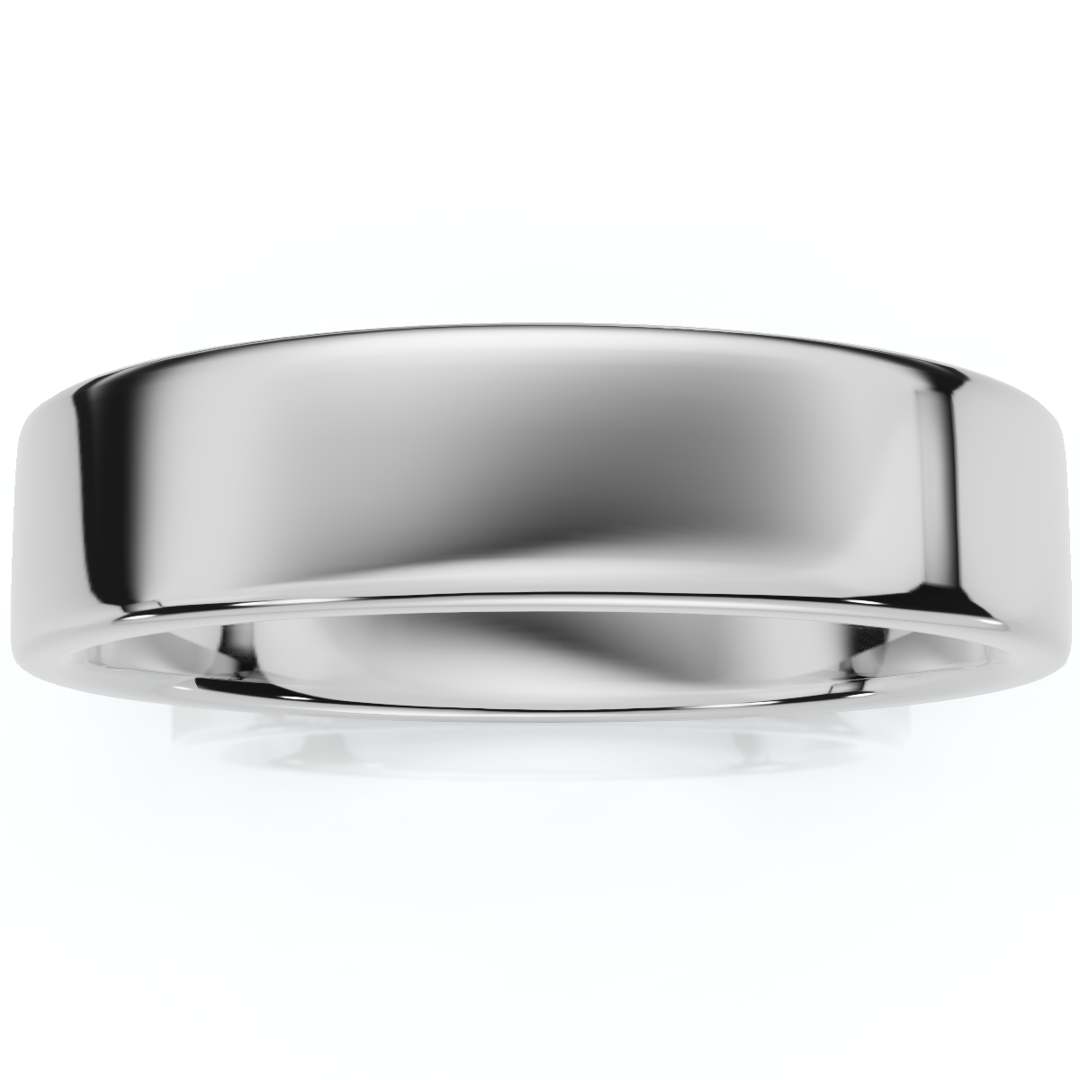 5mm Flat High Polished Wedding Band 10K White Gold Comfort Fit