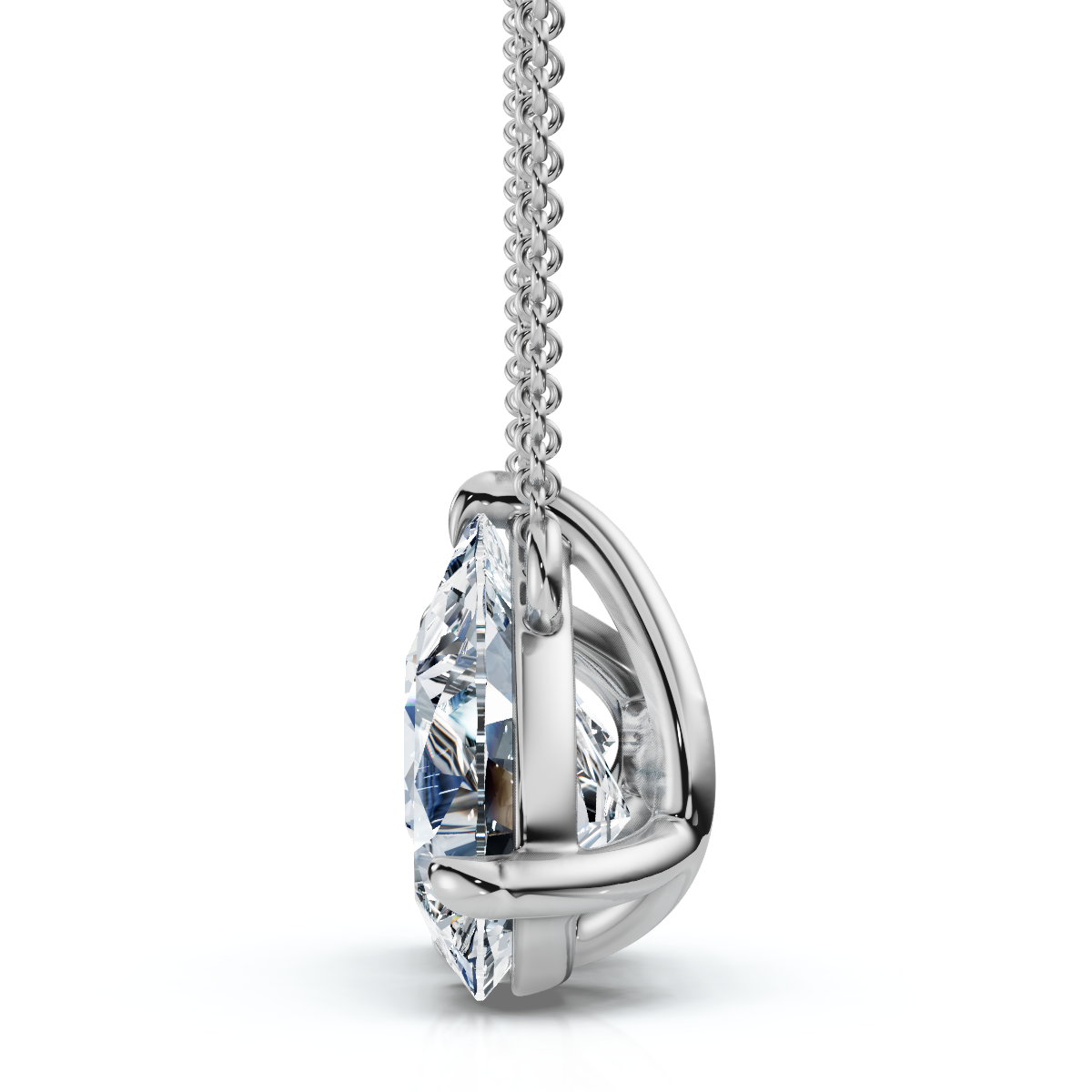 2Ct TW Toi et Moi Pear and Round Diamond Pendant 14k Gold 18" Necklace Lab Grown (E-F, VS)