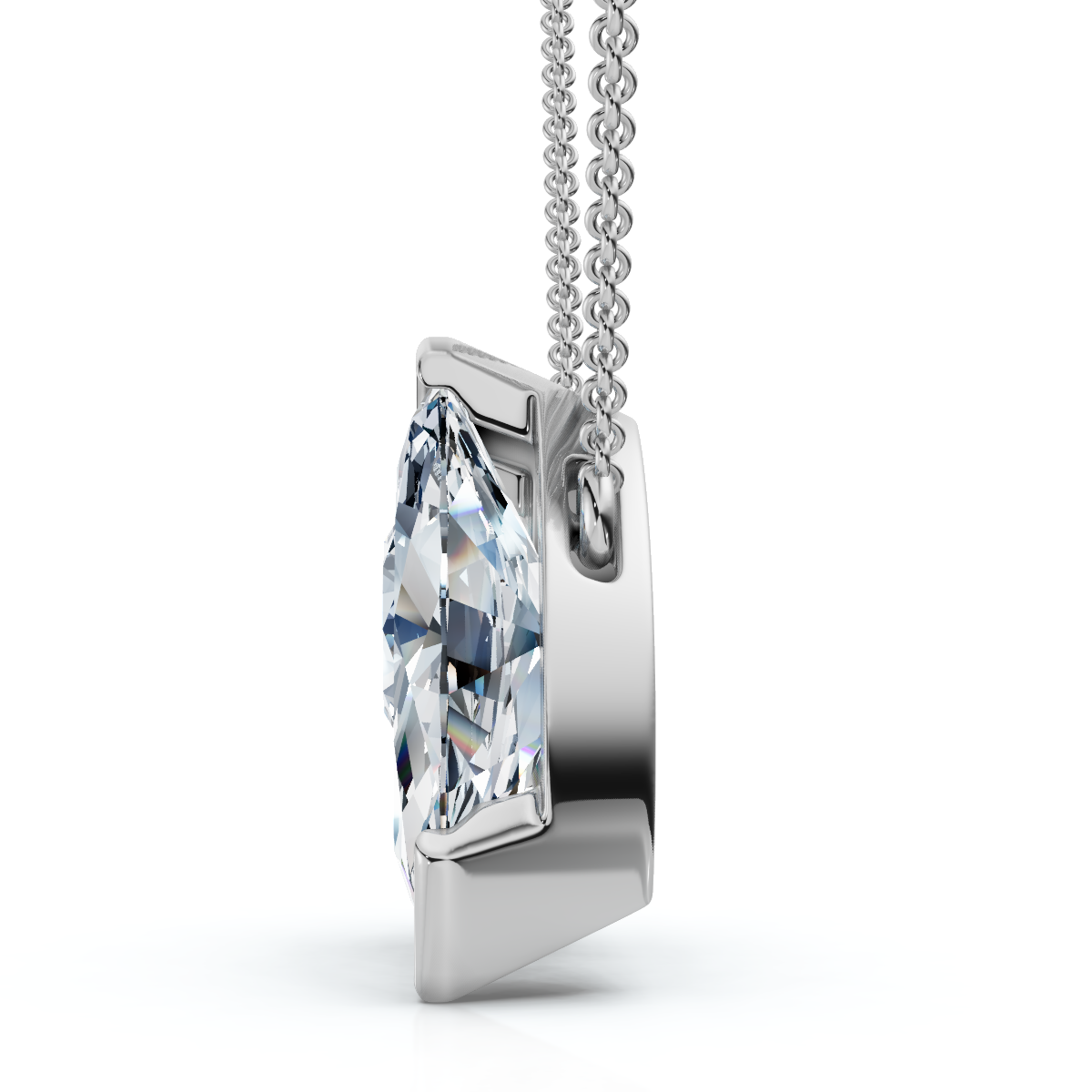 2Ct Toi et Moi Marquise and Round Diamond Pendant 14k Gold 18" Chain Lab Grown (E-F, VS)