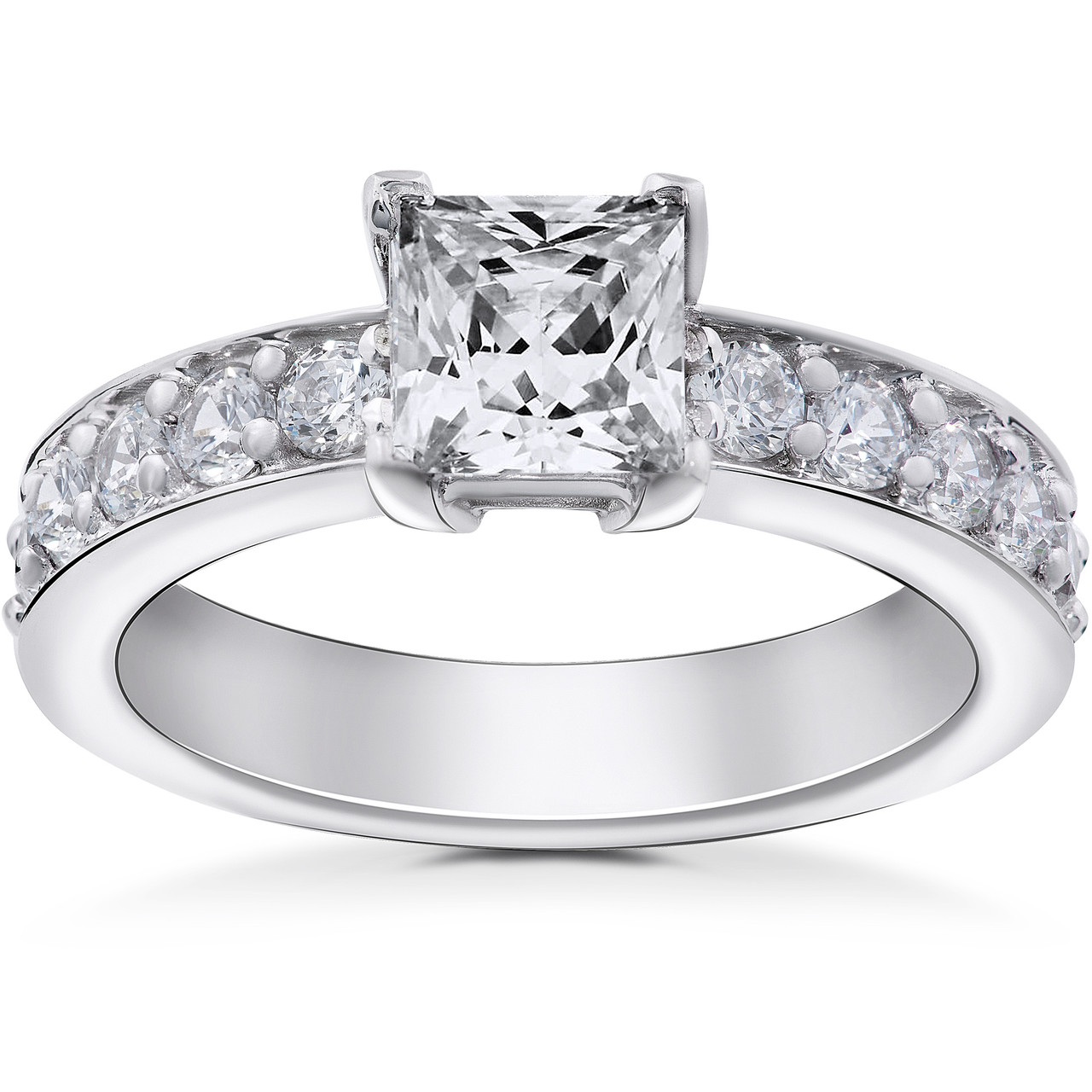2 ct Princess Cut Diamond Engagement Ring 14K White Gold Clarity Lab Grown (F-G, VS)