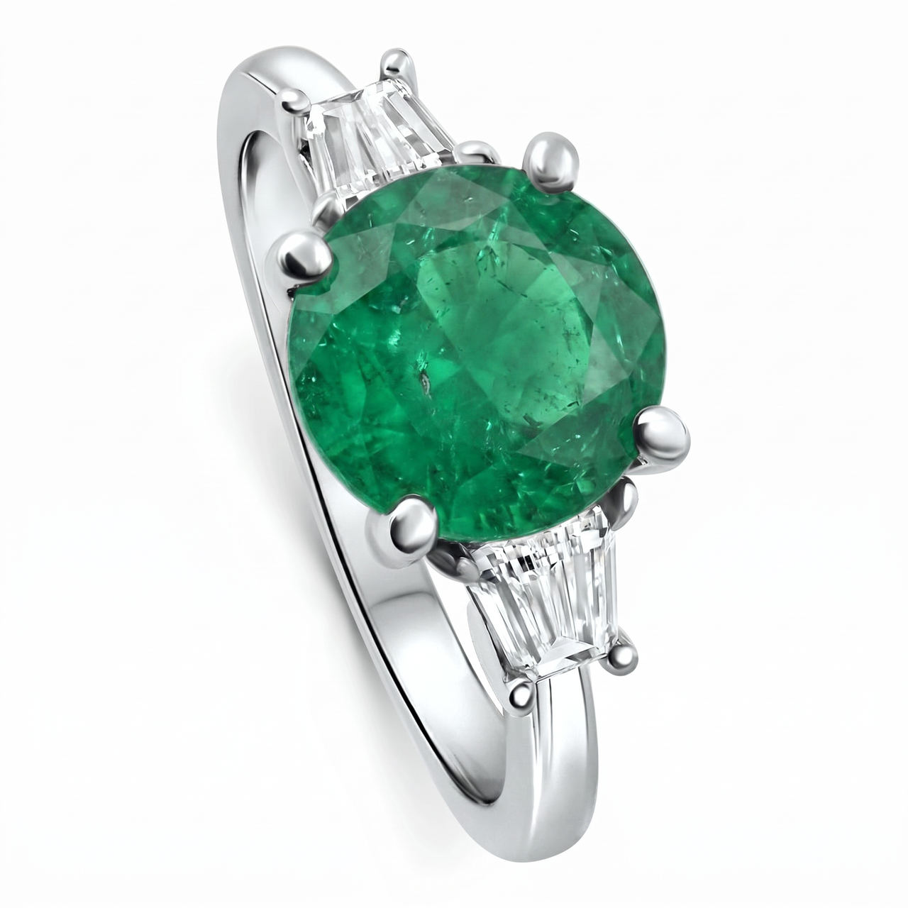 3Ct Emerald & Diamond Engagement Anniversary Ring Gold Lab Grown (E-F, VS)