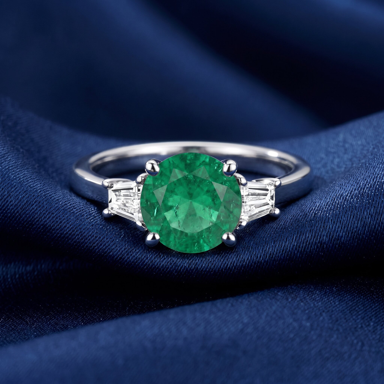3Ct Emerald & Diamond Engagement Anniversary Ring Gold Lab Grown (E-F, VS)