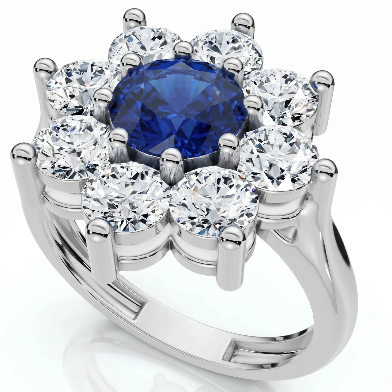 Azura 2.1Ct Blue Sapphire Diamond Ring 10K Gold Lab Grown (E-F, VS)