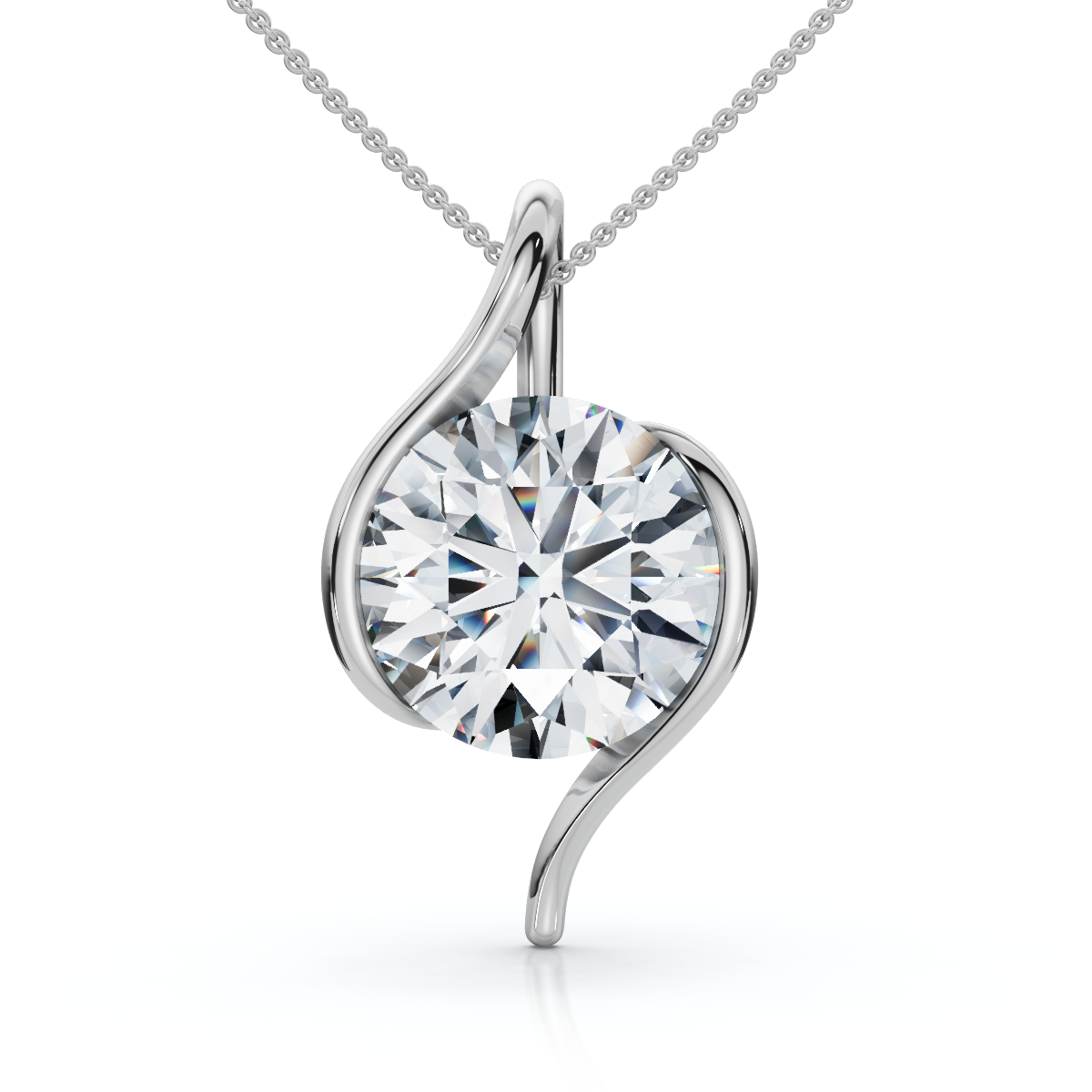 Certified 3Ct Diamond Molly Pendant 14k Gold Necklace 18" Lab Grown (E-F, VS)