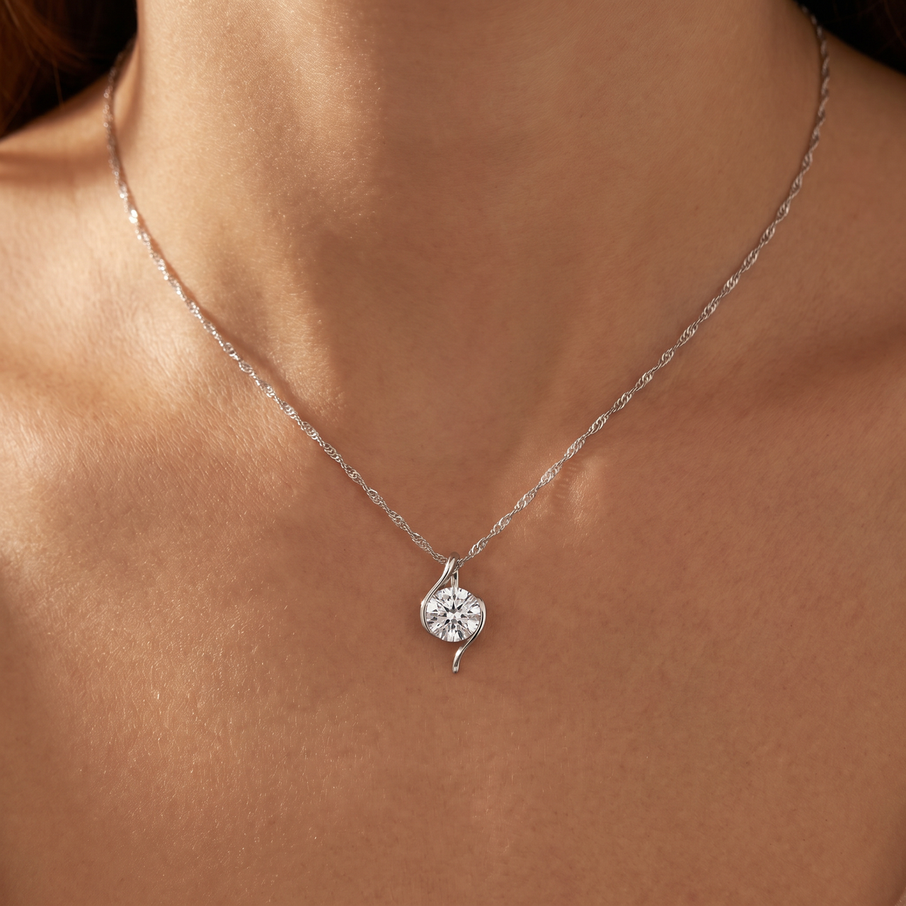 Certified 3Ct Diamond Molly Pendant 14k Gold Necklace 18" Lab Grown (E-F, VS)