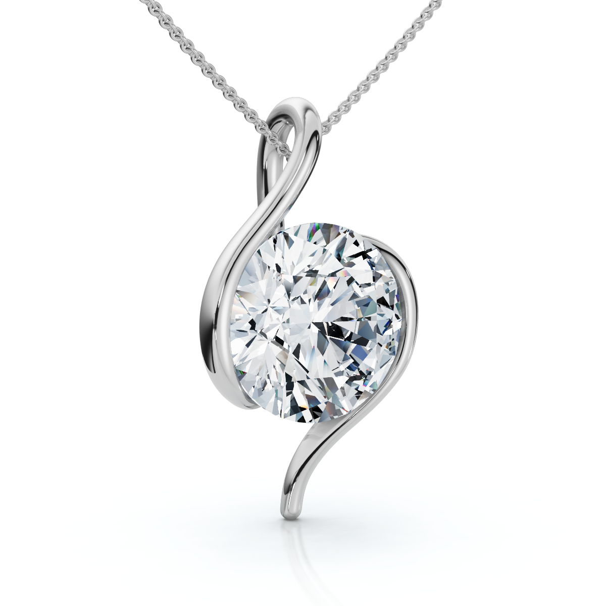 Certified 3Ct Diamond Molly Pendant 14k Gold Necklace 18" Lab Grown (E-F, VS)