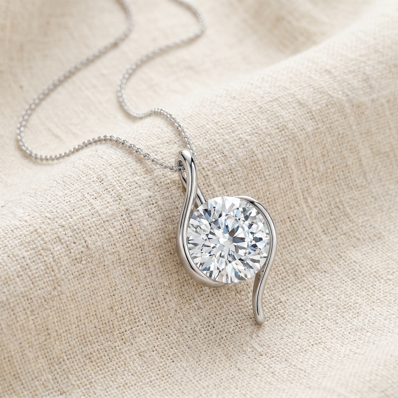 Certified 3Ct Diamond Molly Pendant 14k Gold Necklace 18" Lab Grown (E-F, VS)