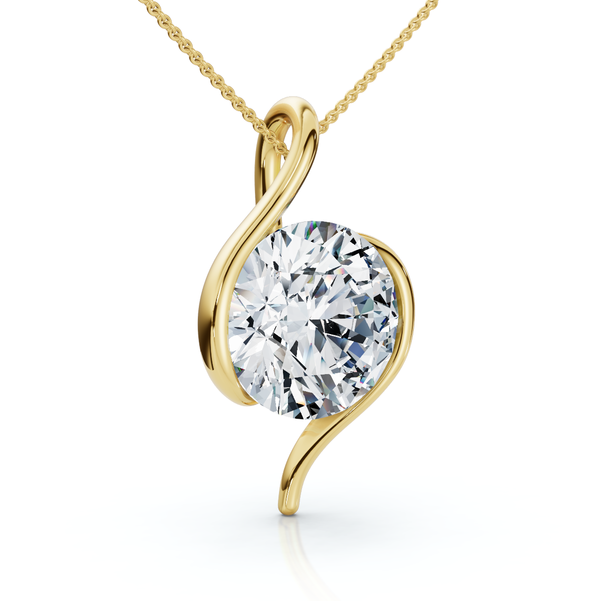 Certified 3Ct Diamond Molly Pendant 14k Gold Necklace 18" Lab Grown (E-F, VS)