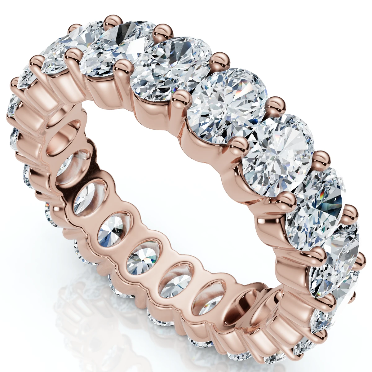 3.6Ct Oval Diamond Eternity Wedding Ring 14k Gold Lab Grown (E-F, VS)