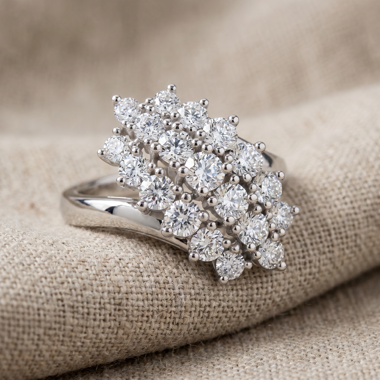 Astra 1Ct Diamond Cluster Cocktail Waterfall Fashion Ring 10K Gold Lab Grown (E-F, VS)