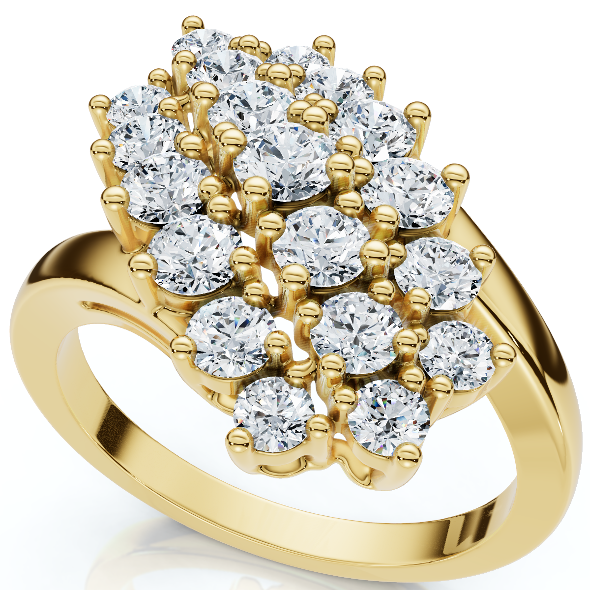 Astra 1Ct Diamond Cluster Cocktail Waterfall Fashion Ring 10K Gold Lab Grown (E-F, VS)