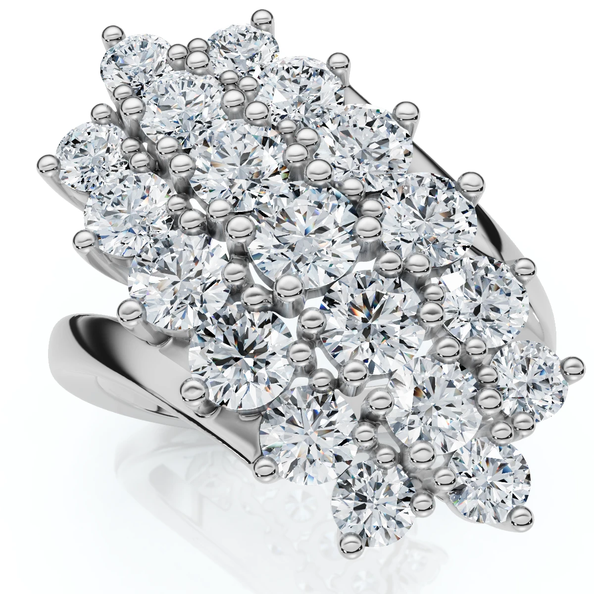 Astra 2Ct Diamond Cluster Cocktail Waterfall Women's Ring 10K Gold Lab Grown (E-F, VS)