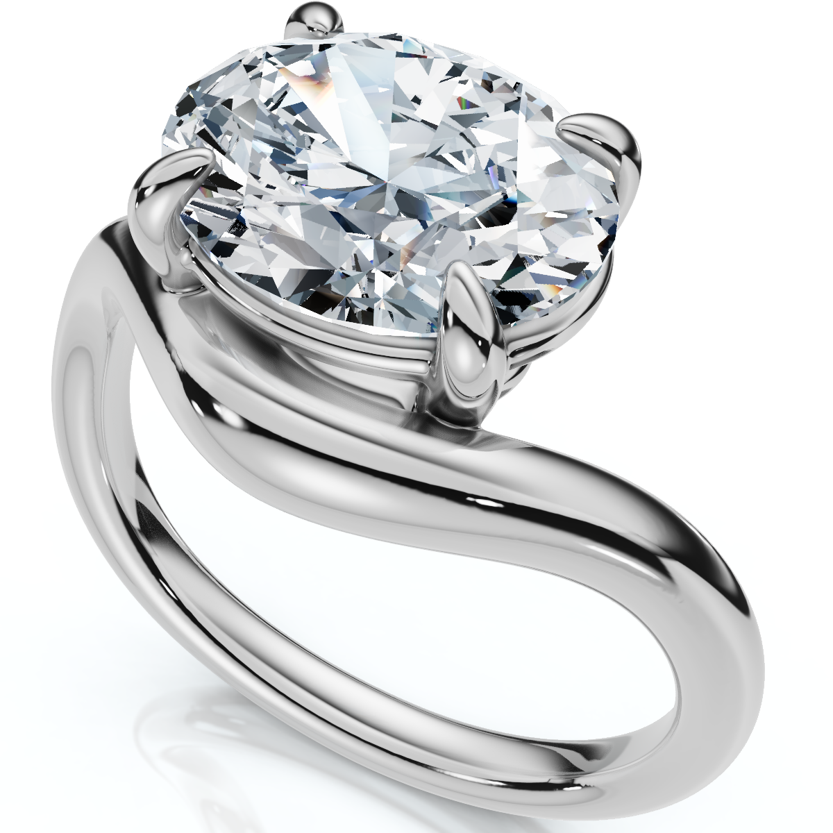1Ct Oval Silhouette East West Diamond Engagement Ring 14k Gold Lab Grown (E-F, VS)