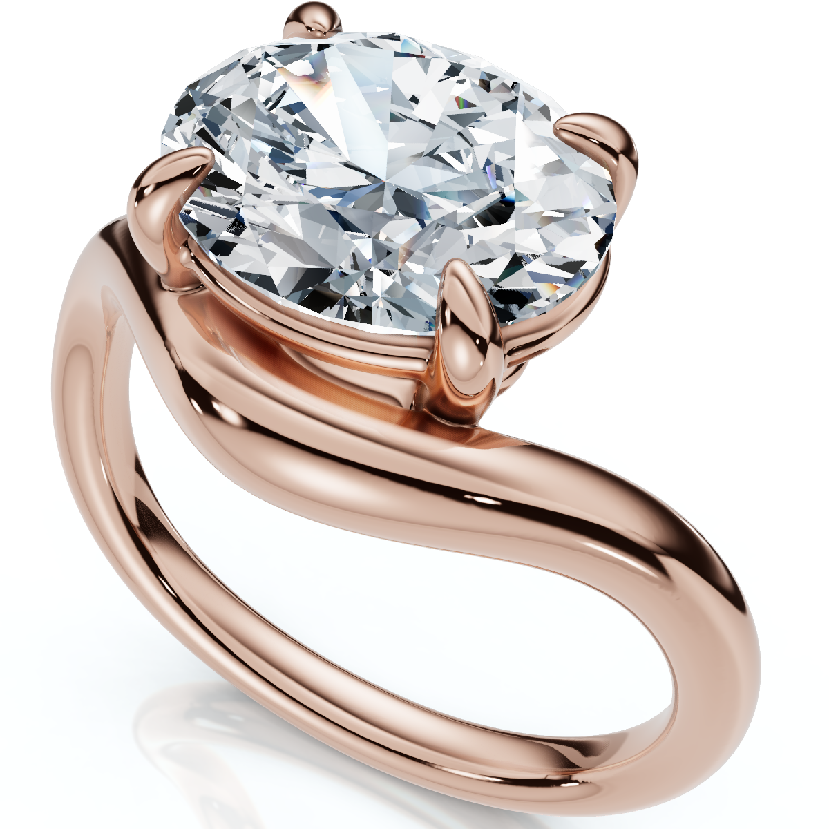 1Ct Oval Silhouette East West Diamond Engagement Ring 14k Gold Lab Grown (E-F, VS)