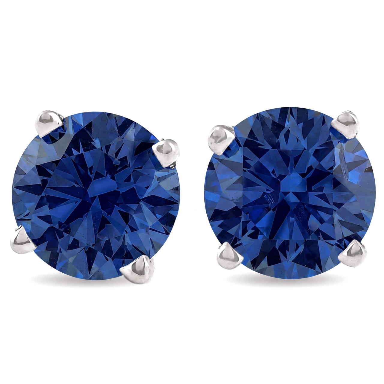 Certified 2-6Ct TW Blue Sapphire Studs 14k Gold Lab Grown