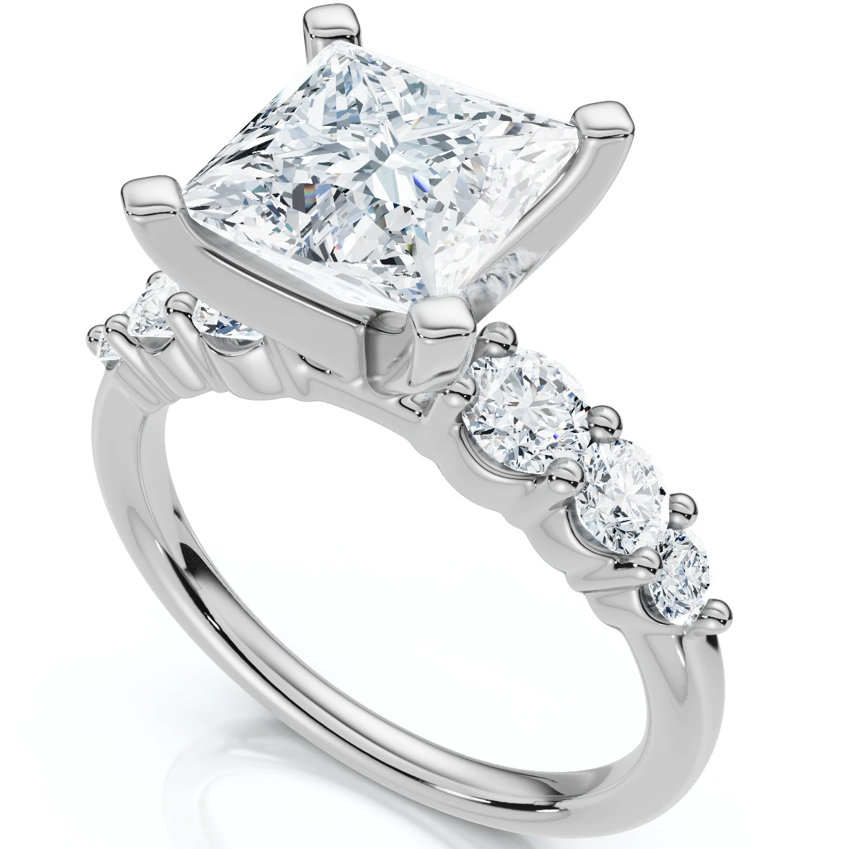 Certified Aurea 2 2/3Ct Princess Diamond Engagement Ring 14k Gold Lab Grown (E-F, VS)