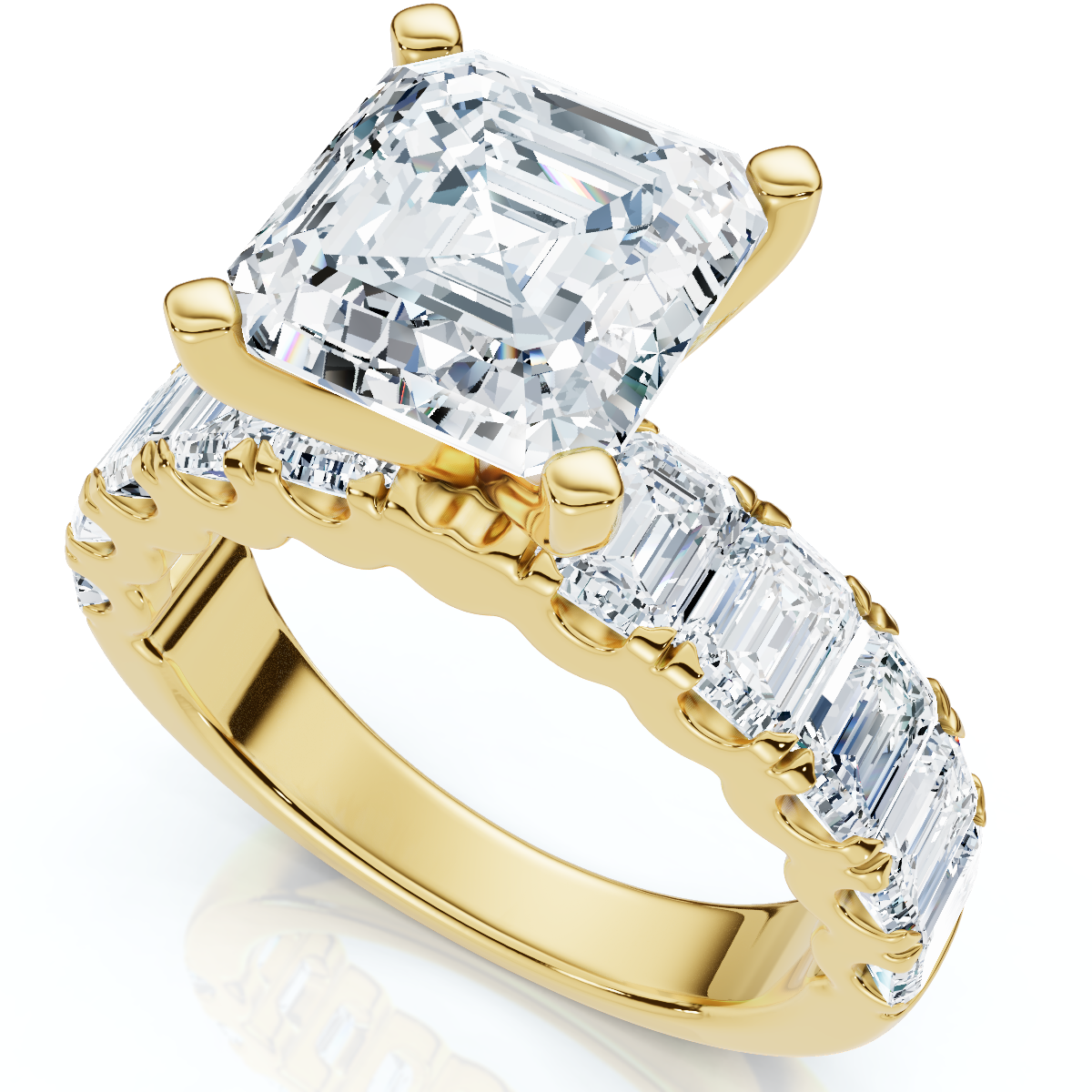 Certified Elara 5.5Ct Asscher & Emerald Diamond Engagement 14k Gold Lab Grown (E-F, VS)