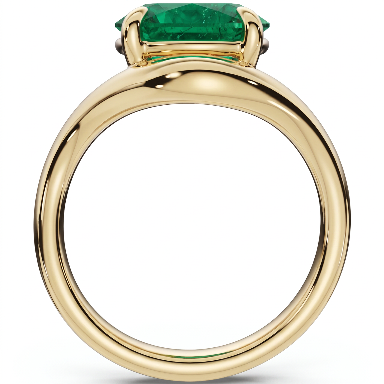 Certified 2.60Ct Emerald Oval Silhouette Ring 14k Gold Lab Grown