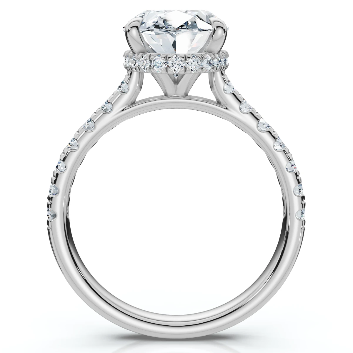GIA Certified 3.69Ct Oval Hidden Halo Diamond Engagement Ring 14k White Gold (I-J, VS)