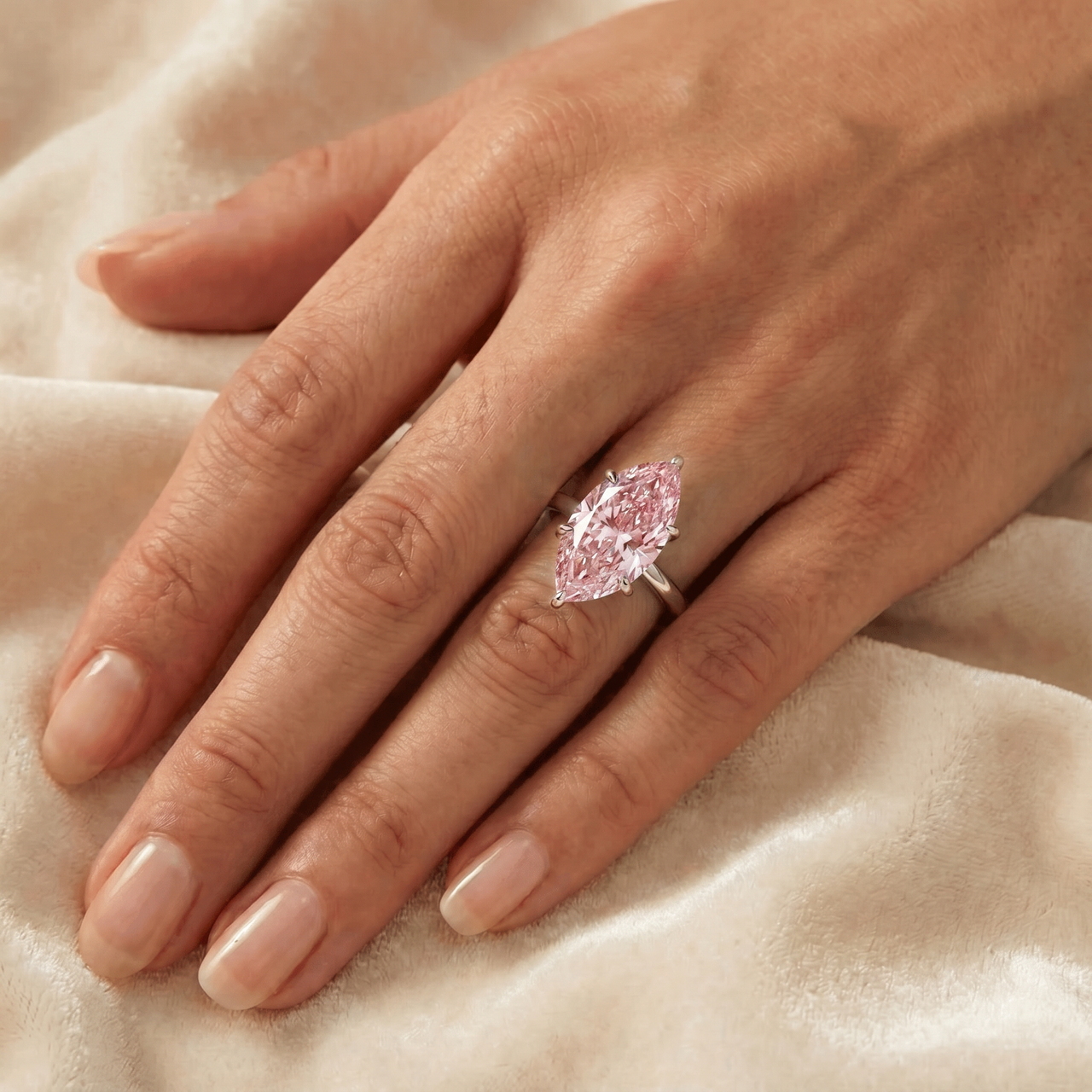 Certified 5Ct Fancy Intense Pink Diamond 14k Engagement Ring Gold Lab Grown (Pink, VS)