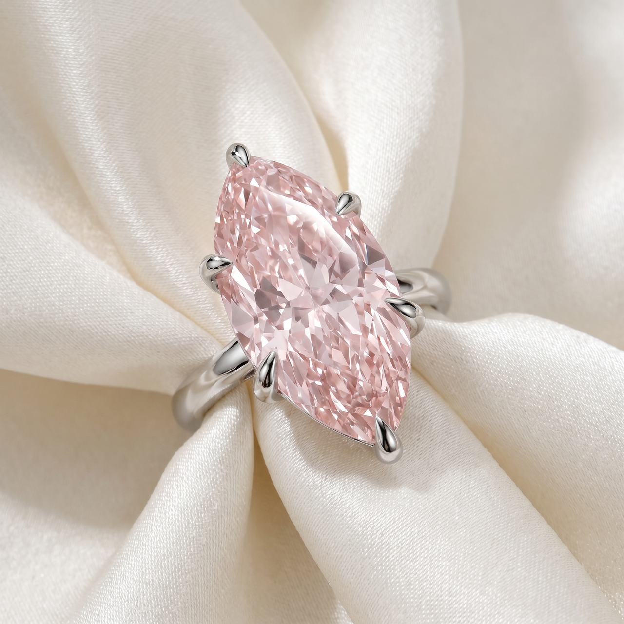 Certified 5Ct Fancy Intense Pink Diamond 14k Engagement Ring Gold Lab Grown (Pink, VS)