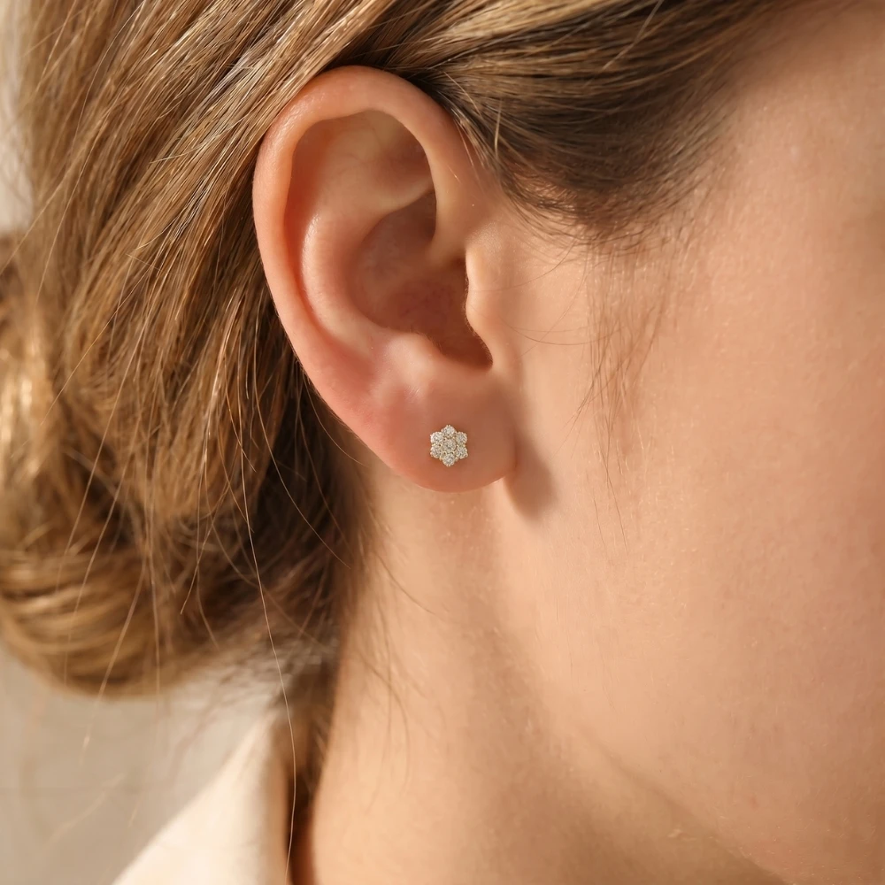 3/8 Ct. Diamond Earrings Womens Studs 10k Yellow Gold (G-H, I1)