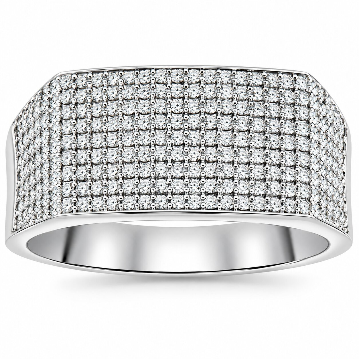 1Ct Diamond Men's White Gold Pave Wedding Ring Anniversary Band (I-J, I2-I3)
