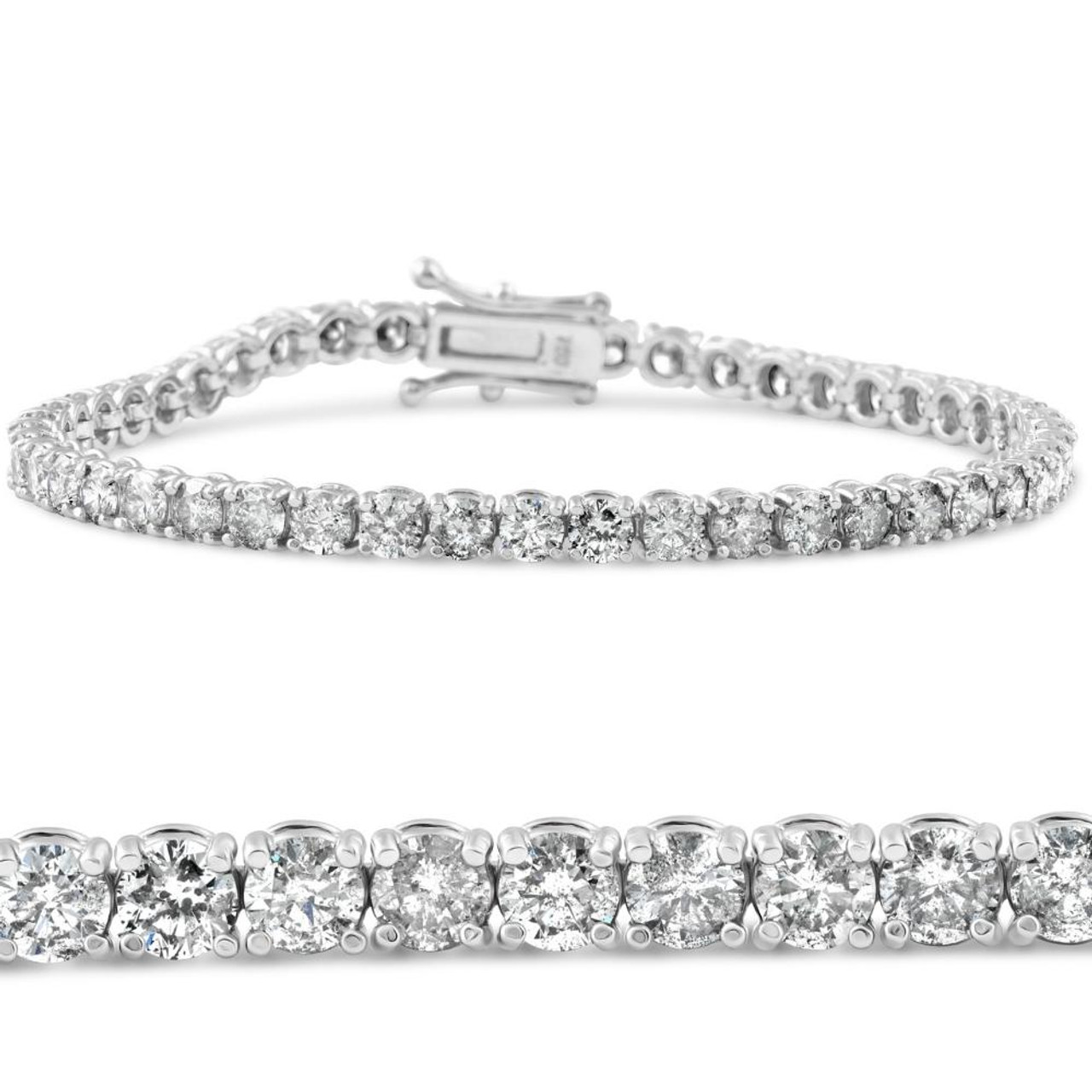 Natural 5.00 Ct Round Diamond Claw Set Tennis Bracelet In 18k White Gold |  eBay