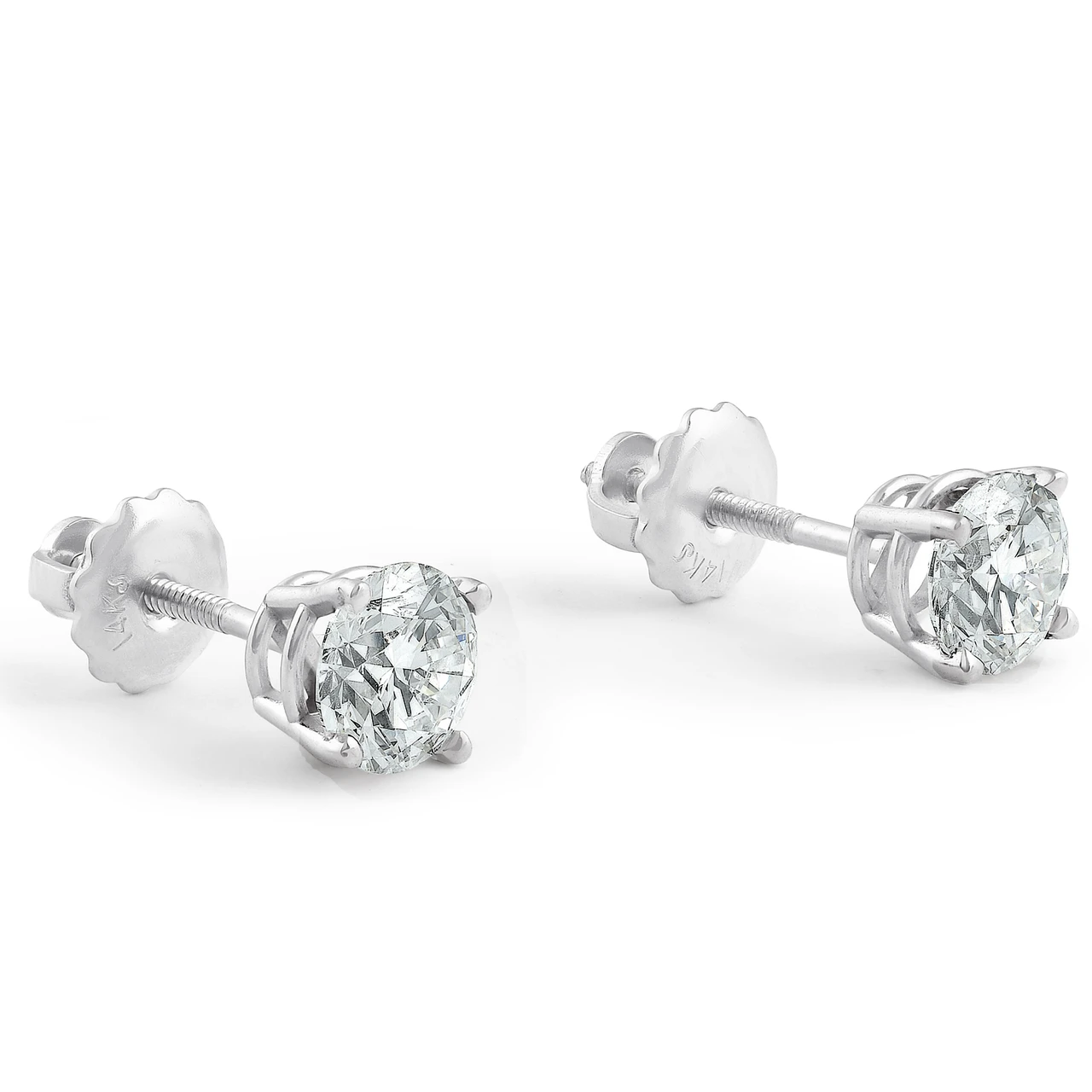 Screw Back 1 Ct T.W. Genuine Diamond Studs Available in 14k White or Yellow Gold (I-J, I2-I3)