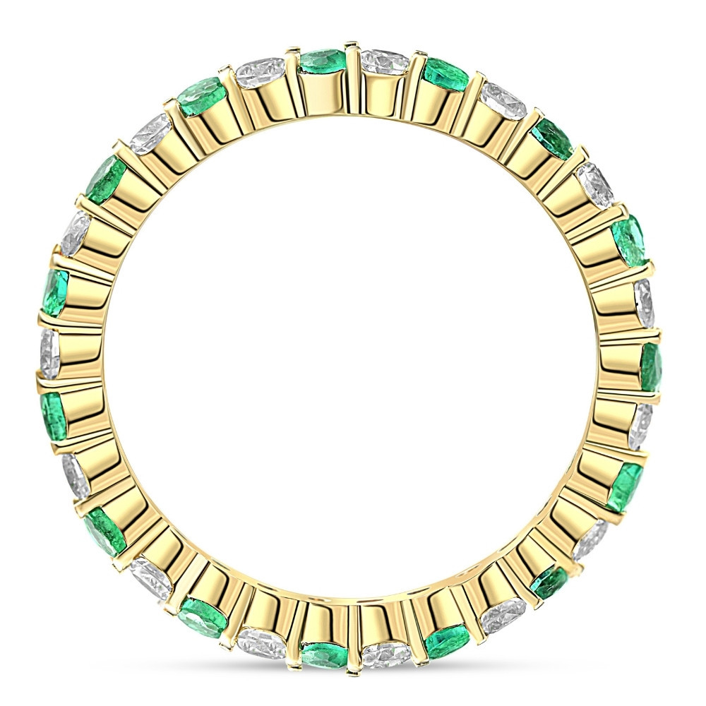 1 cttw Emerald & Diamond Wedding Eternity Stackable Ring 10k Yellow Gold (G-H, I1)