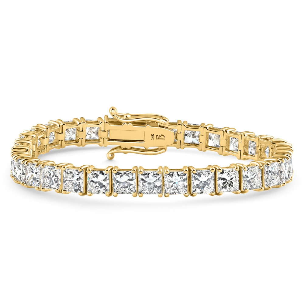 25Ct Princess Diamond Tennis Bracelet 14k Yellow Gold 7" Lab Grown (E-F, VS)