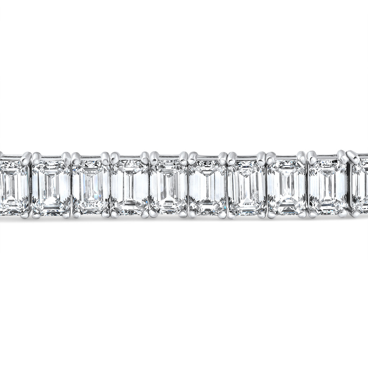 16Ct Emerald Diamond Tennis Flexible Bangle Bracelet 14k White Gold Lab Grown (F-G, VS)