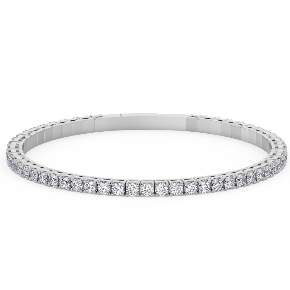 4Ct Diamond Flexible Oval Bangle Women's Bracelet 14k White Gold Lab Grown (F-G, VS)