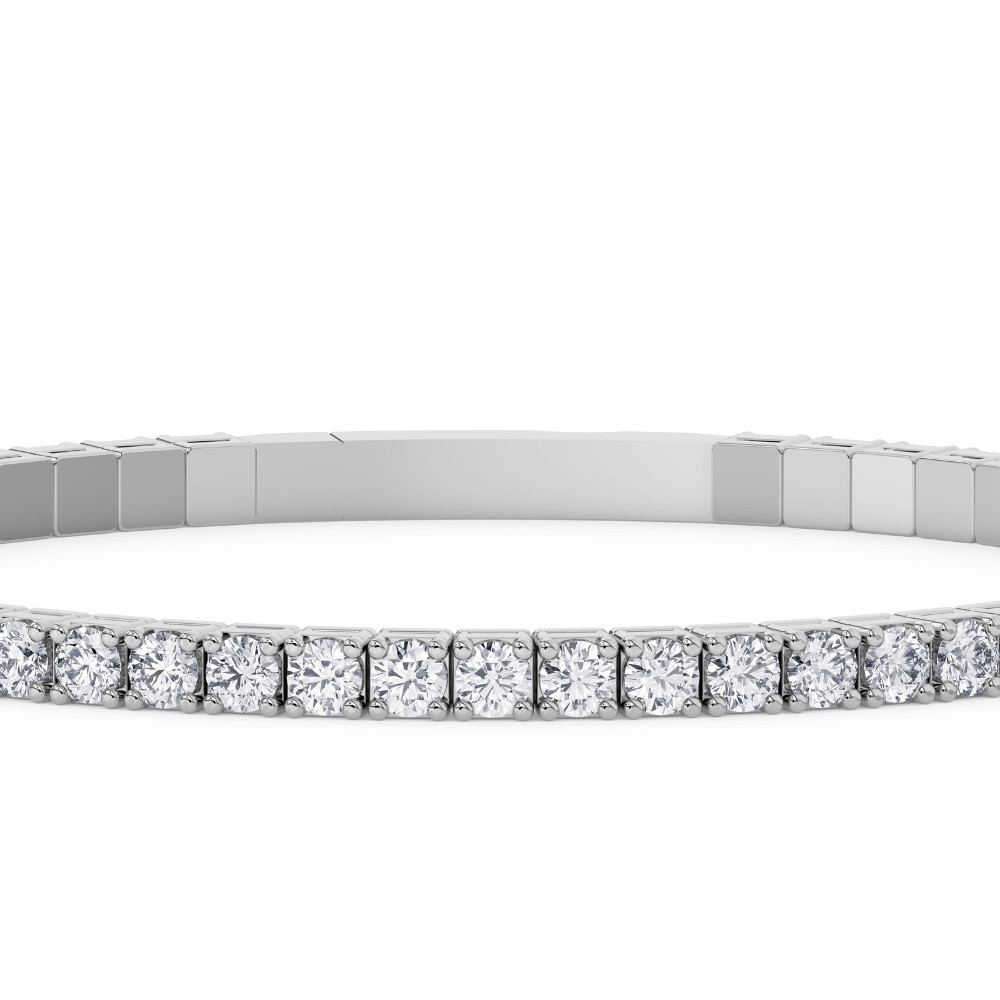 4Ct Diamond Flexible Oval Bangle Women's Bracelet 14k White Gold Lab Grown (F-G, VS)