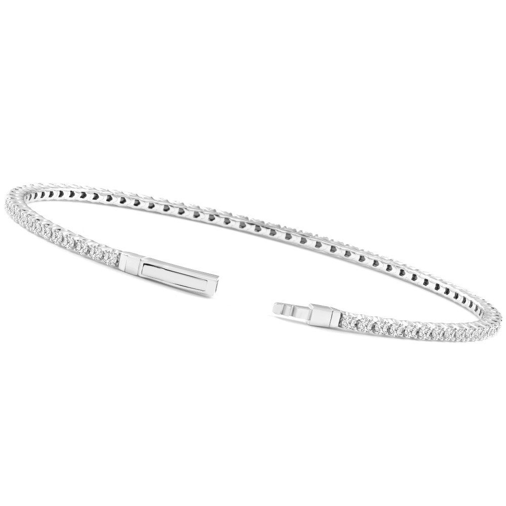 Certified 2Ct F/VS Diamond Flexible Oval Bangle Bracelet White Gold Lab Grown (F-G, VS)