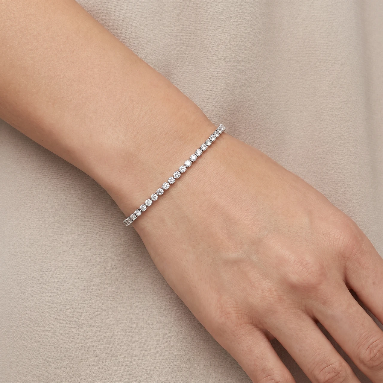 Platinum 6Ct Diamond Tennis Bracelet 7" Lab Grown (F-G, VS)